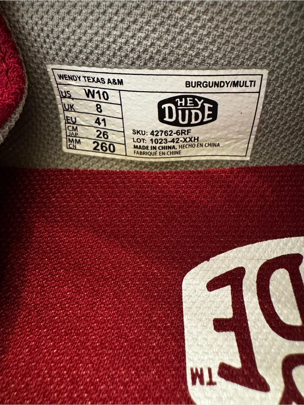 Hey Dude Texas A&M Women’s Shoes in Red and White